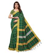 Green bengal handloom Linen saree with blouse