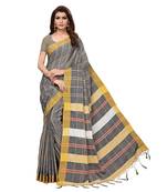 Grey bengal handloom Linen saree with blouse
