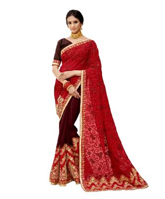 Multi color bangalore silk Georgette saree with blouse 1