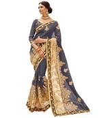 Grey bangalore silk Georgette saree with blouse
