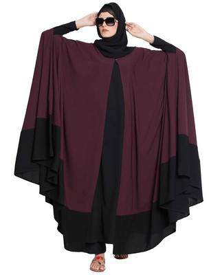 Doha-Two Piece  Designer Irani Kaftan-Wine-Black 1