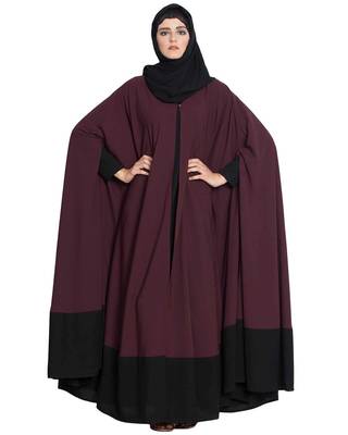 Doha-Two Piece  Designer Irani Kaftan-Wine-Black 2