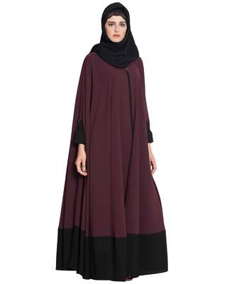 Doha-Two Piece  Designer Irani Kaftan-Wine-Black 3
