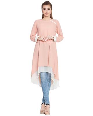 Danya-Double Layered Kurti-Pink-Off White 1