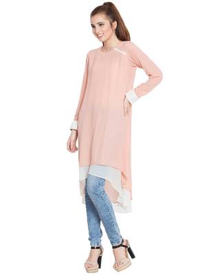 Danya-Double Layered Kurti-Pink-Off White 2