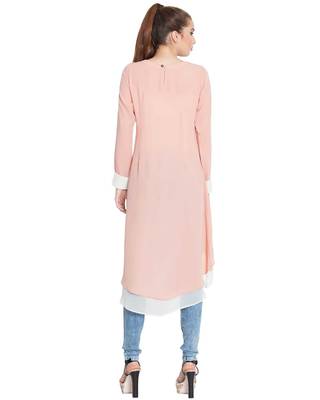 Danya-Double Layered Kurti-Pink-Off White 4