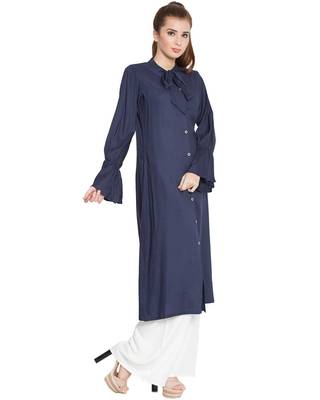 Manah-Bell Sleeves Long Kurti-Blue 3