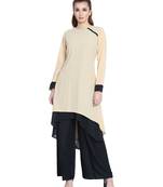 Danya-Double Layered Kurti-Beige-Black