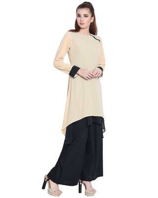 Danya-Double Layered Kurti-Beige-Black 3