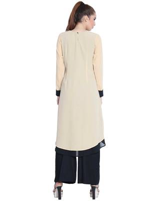 Danya-Double Layered Kurti-Beige-Black 4