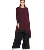Danya-Double Layered Kurti-Maroon-Black