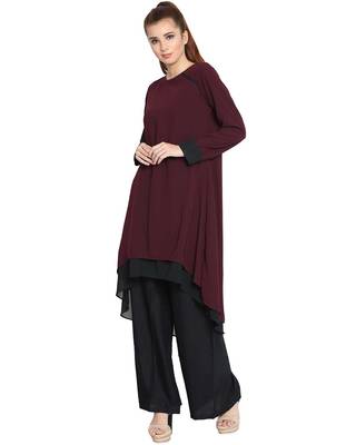 Danya-Double Layered Kurti-Maroon-Black 2
