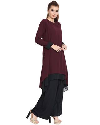 Danya-Double Layered Kurti-Maroon-Black 3
