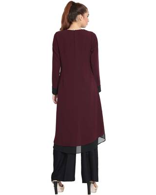 Danya-Double Layered Kurti-Maroon-Black 4
