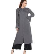 Manah-Bell Sleeves Long Kurti-Grey