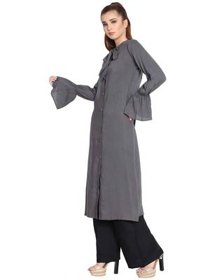 Manah-Bell Sleeves Long Kurti-Grey 3