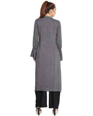 Manah-Bell Sleeves Long Kurti-Grey 4