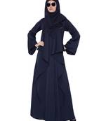Zeenia-Falling Shrug Abaya-Navy Blue