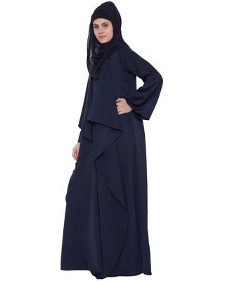 Zeenia-Falling Shrug Abaya-Navy Blue 3