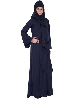 Zeenia-Falling Shrug Abaya-Navy Blue 4
