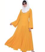 Umbrella Cut Abaya Dress With Kimono Sleeves - Mustard