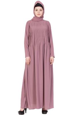 Pintuck Abaya - Puce Pink 1