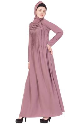 Pintuck Abaya - Puce Pink 2