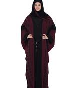 Trendy And Stylish Kaftan With Belt-Black-Maroon