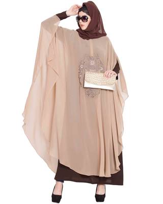 Ecrin- Two Pieces Set-Embroidered Cape With Inner Abaya 1