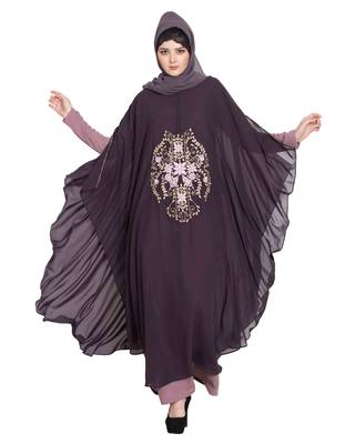 Ecrin- Two Pieces Set-Embroidered Cape With Inner Abaya 2