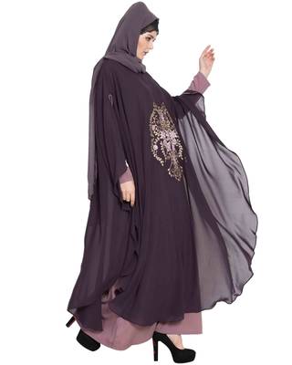 Ecrin- Two Pieces Set-Embroidered Cape With Inner Abaya 4