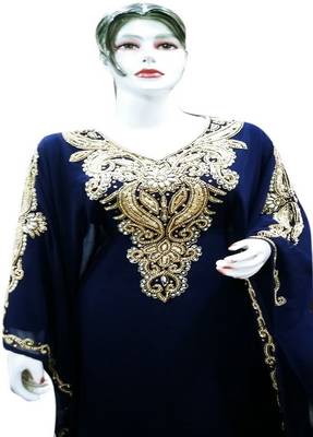 Royal Moroccan Beautiful Zari Work Jilbab Jalabiya Kaftan Dress 1