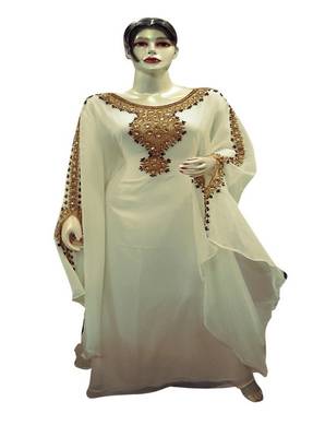 Royal Moroccan Beautiful Zari Work Jilbab Jalabiya Kaftan Dress 1