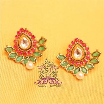 Gorgeous Ruby Emerald Kundan Studs 1