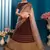 Brown Embroidered Satin Semi Stitched Bridal lehenga