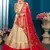 Beige Embroidered Satin Semi Stitched bridal lehenga