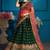 glamourous Green Embroidered Satin Semi Stitched Bridal Lehenga
