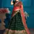 Green Embroidered Satin Semi Stitched bridal lehenga