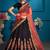 Graceful Navy Blue Resham And Gilter Sequins Embroidered Satin Semi Stitched Bridal Lehenga