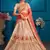Peach Embroidered Satin Semi Stitched bridal lehenga