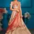 Peach Embroidered Satin Semi Stitched bridal lehenga