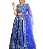 Blue Embroidered Lehenga choli with Dupatta