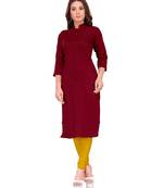 Maroon plain satin long kurti