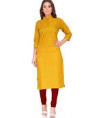Yellow plain satin long kurti