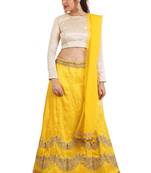 Yellow Mulberry silk Embroidered lehenga Choli with Dupatta
