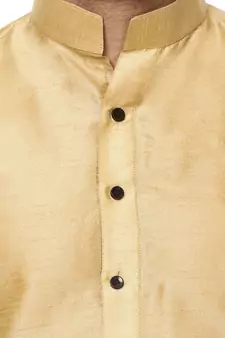 Gold plain raw silk kurta pajama
