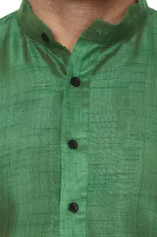 Green Plain Raw Silk Kurta Pajama