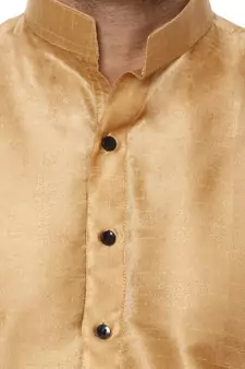 Gold Plain Raw Silk Kurta Pajama