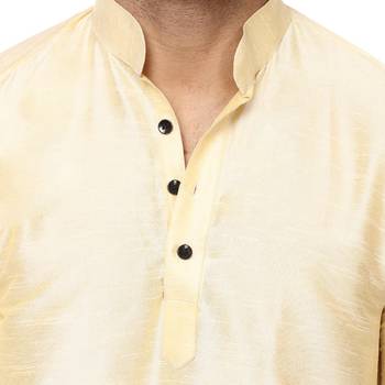 Beige Plain Raw Silk Kurta Pajama 5