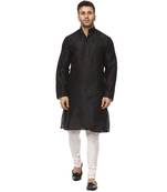 Black Plain Raw Silk Kurta Pajama